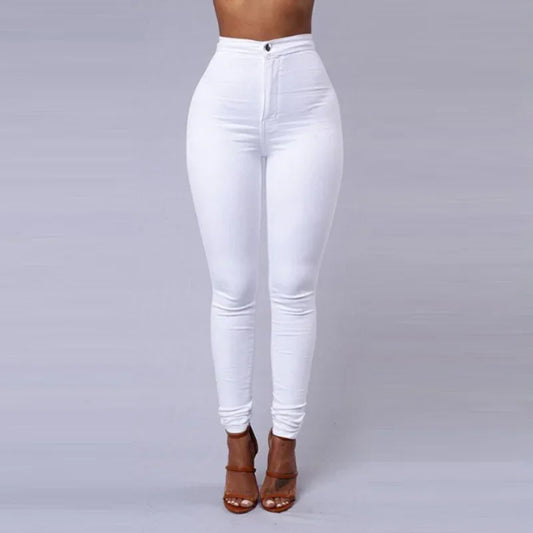 High Waisted Skinny White Jeans for Women - Rahbeel
