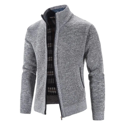Men's Light Grey Cardigan Sweater | Slim-fit Cardigan - Rahbeel
