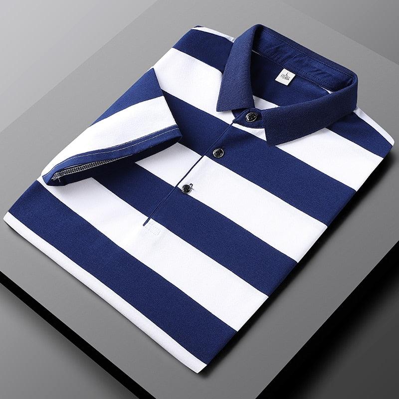 Classic Striped Polo Cotton Shirt For Men - Rahbeel