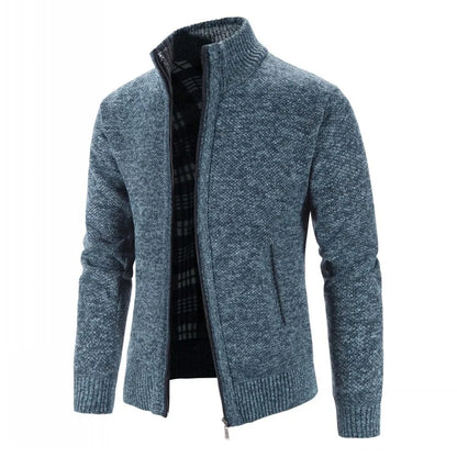 Men's Blue Grey Cardigan Sweater | Slim-fit Cardigan - Rahbeel