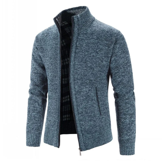 Men's Blue Grey Cardigan Sweater | Slim-fit Cardigan - Rahbeel