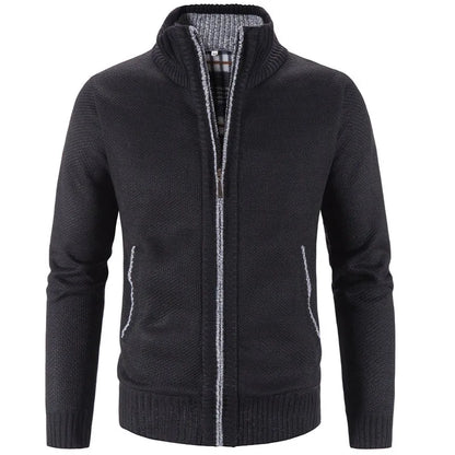 Men's Black Cardigan Sweater | Slim-fit Cardigan - Rahbeel