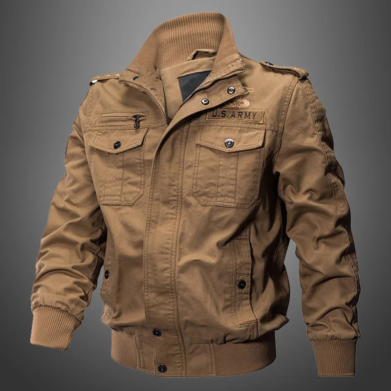 Buy TACVASEN Men's Cotton Jacket Full Zip Lightweight Military Cargo Jacket  Outwear Coat, Khaki, Small at Amazon.in