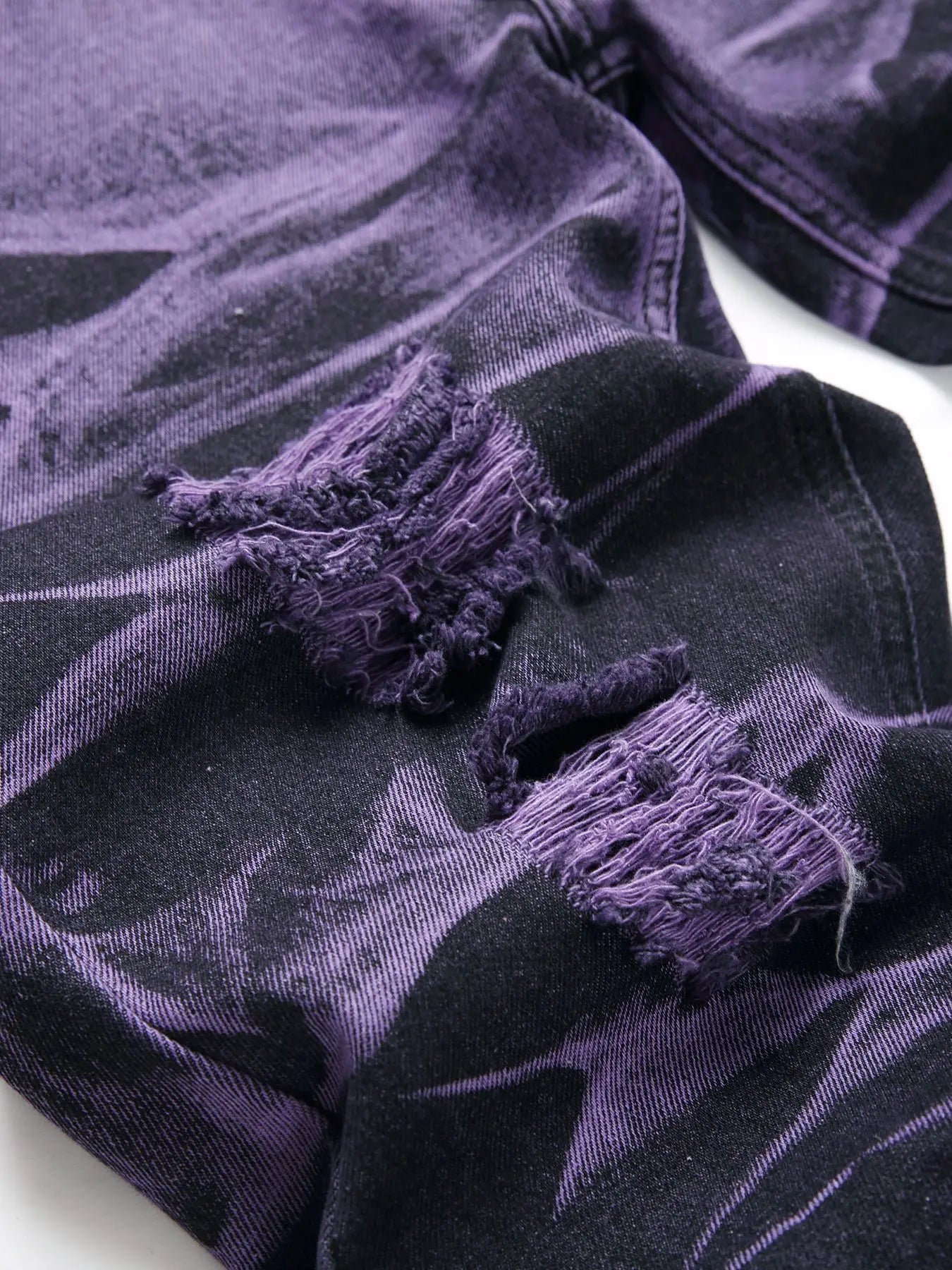 Ripped Black Purple Jeans For Men - Rahbeel